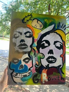 Unhinged Growth Wall Art Canvas - Multi-Color Contemporary Painting